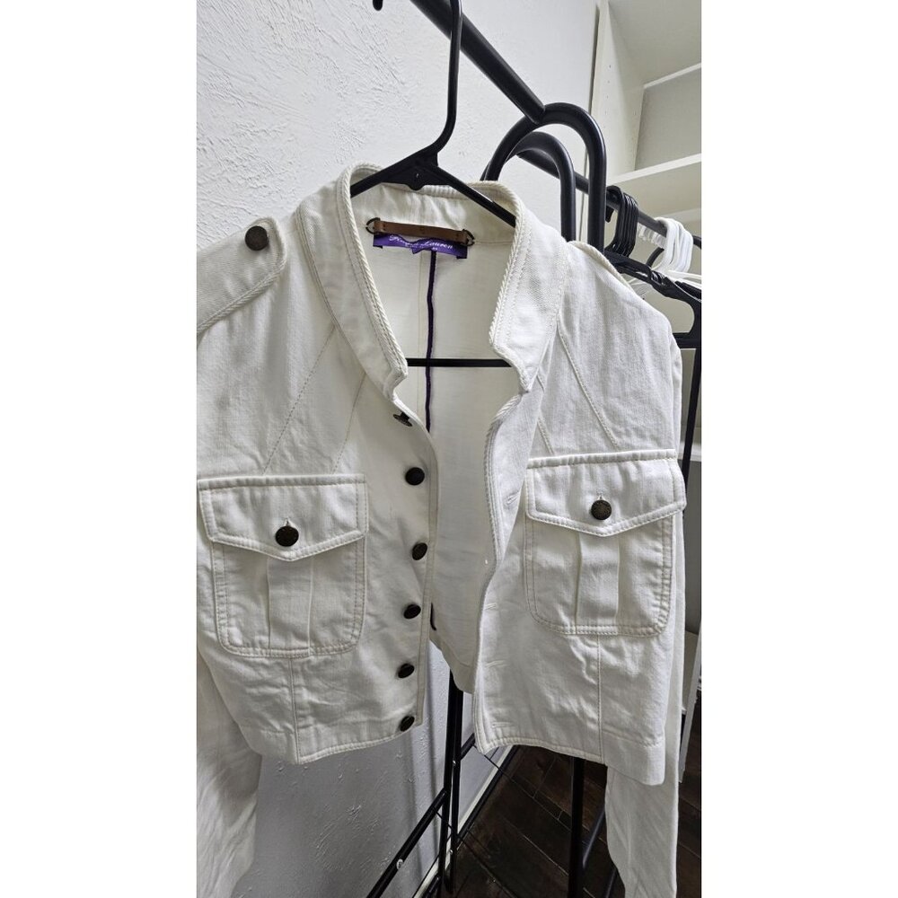 Ralph Lauren Purple Label White Cropped Military Jacket Size 12 Size Small